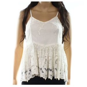 Ella Moss White Ivory Illusion Lace Tank